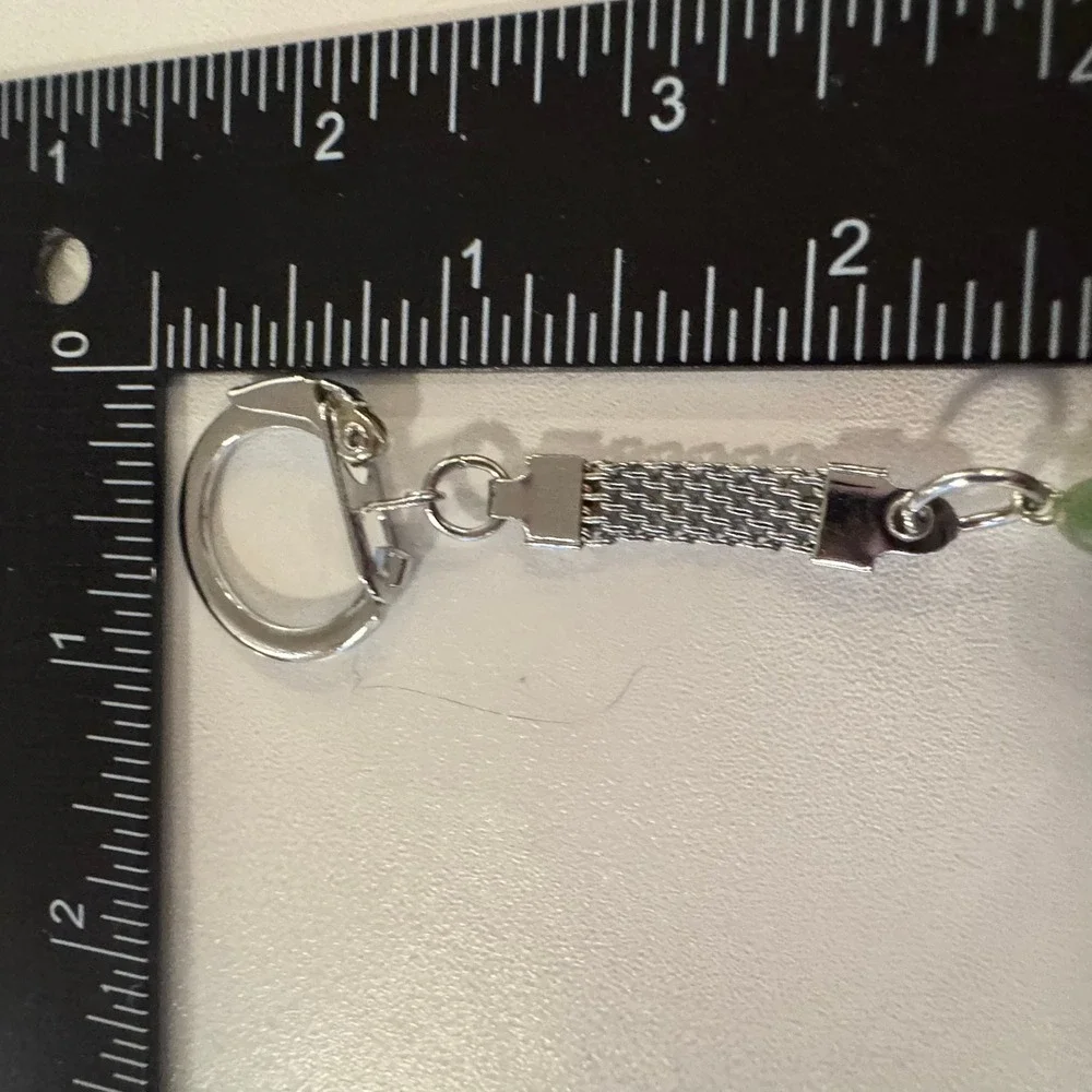 Green Stone Keychain, Polished‎ Green Rock Keyring, Bag Charm Accessories